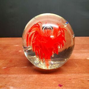Red Volcanic Burst Eruption Jellyfish Glass Paperweight